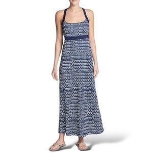 EDDIE BAUER Jersey Knit ‘Aster’ Maxi Dress Crossover Back Wide Straps US Sz XS